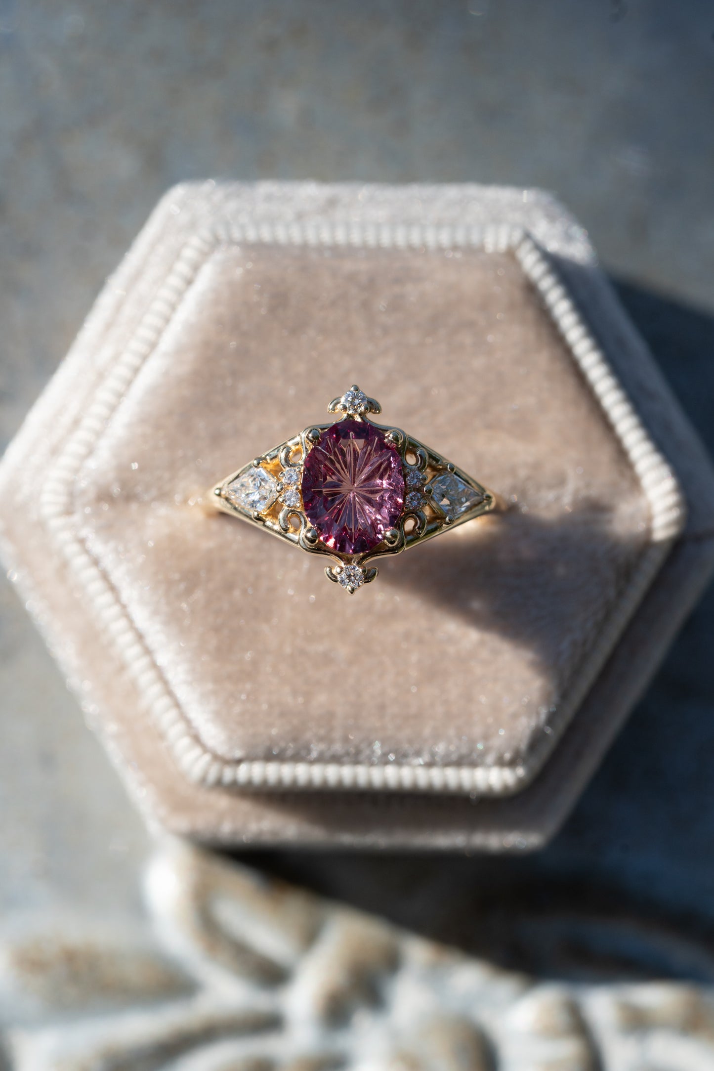 The Solara Ring with 1.5 Carat Garnet- Size 7