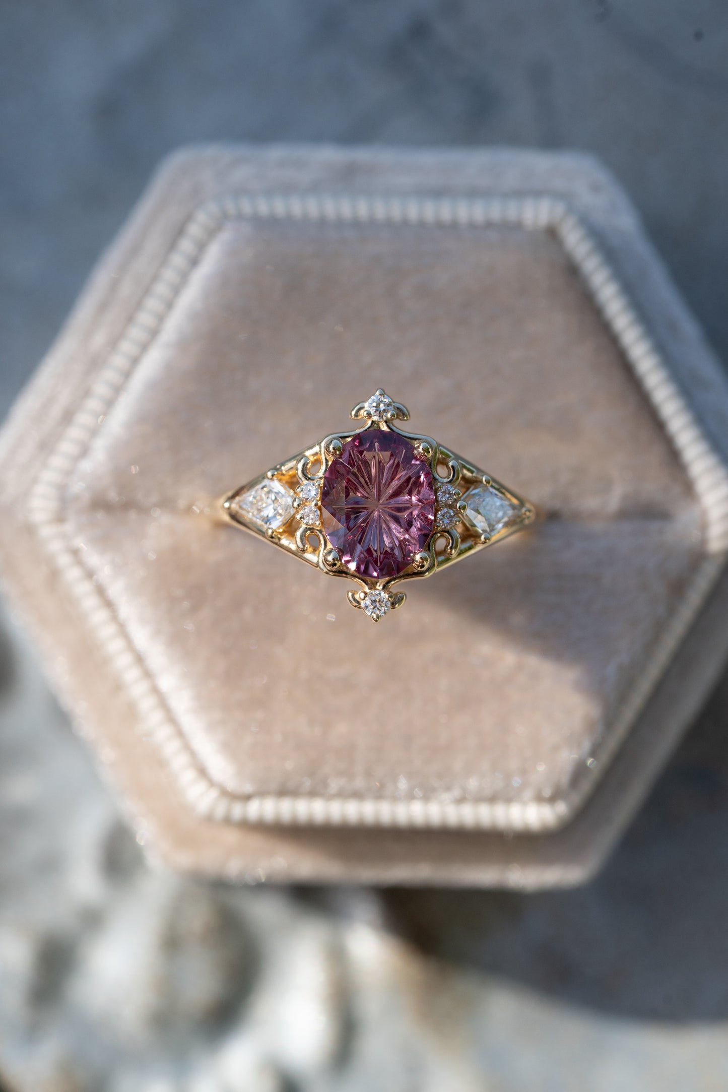 The Solara Ring with 1.5 Carat Garnet- Size 7