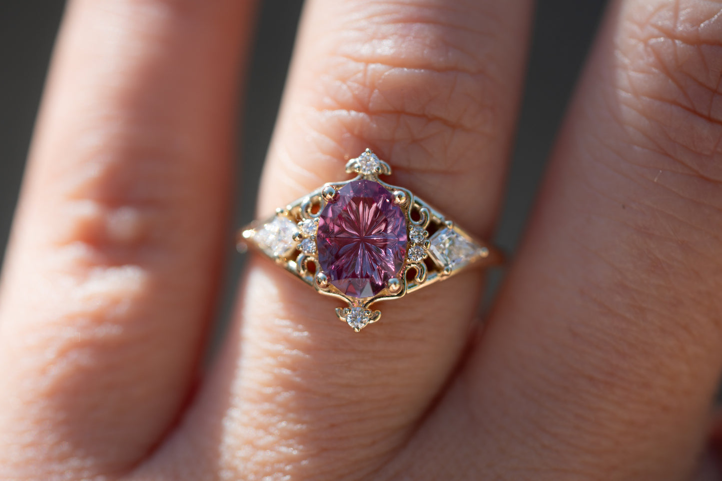 The Solara Ring with 1.5 Carat Garnet- Size 7