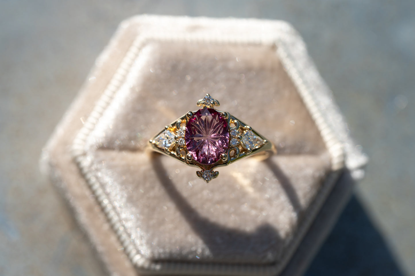 The Solara Ring with 1.5 Carat Garnet- Size 7