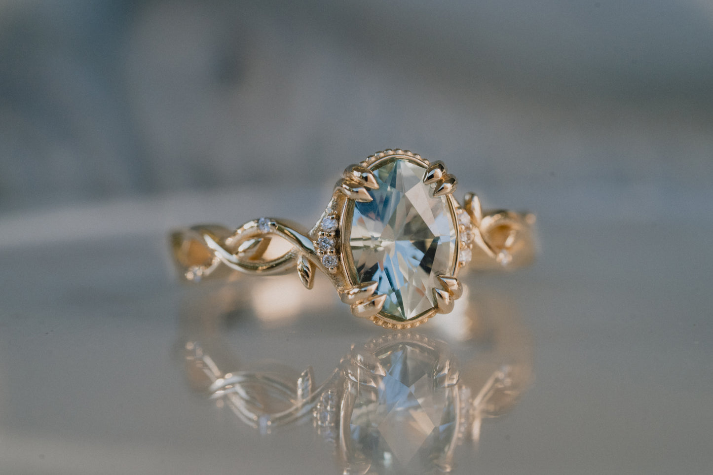 The Vine Ring with 1.95 Carat Lab Sapphire- Size 7