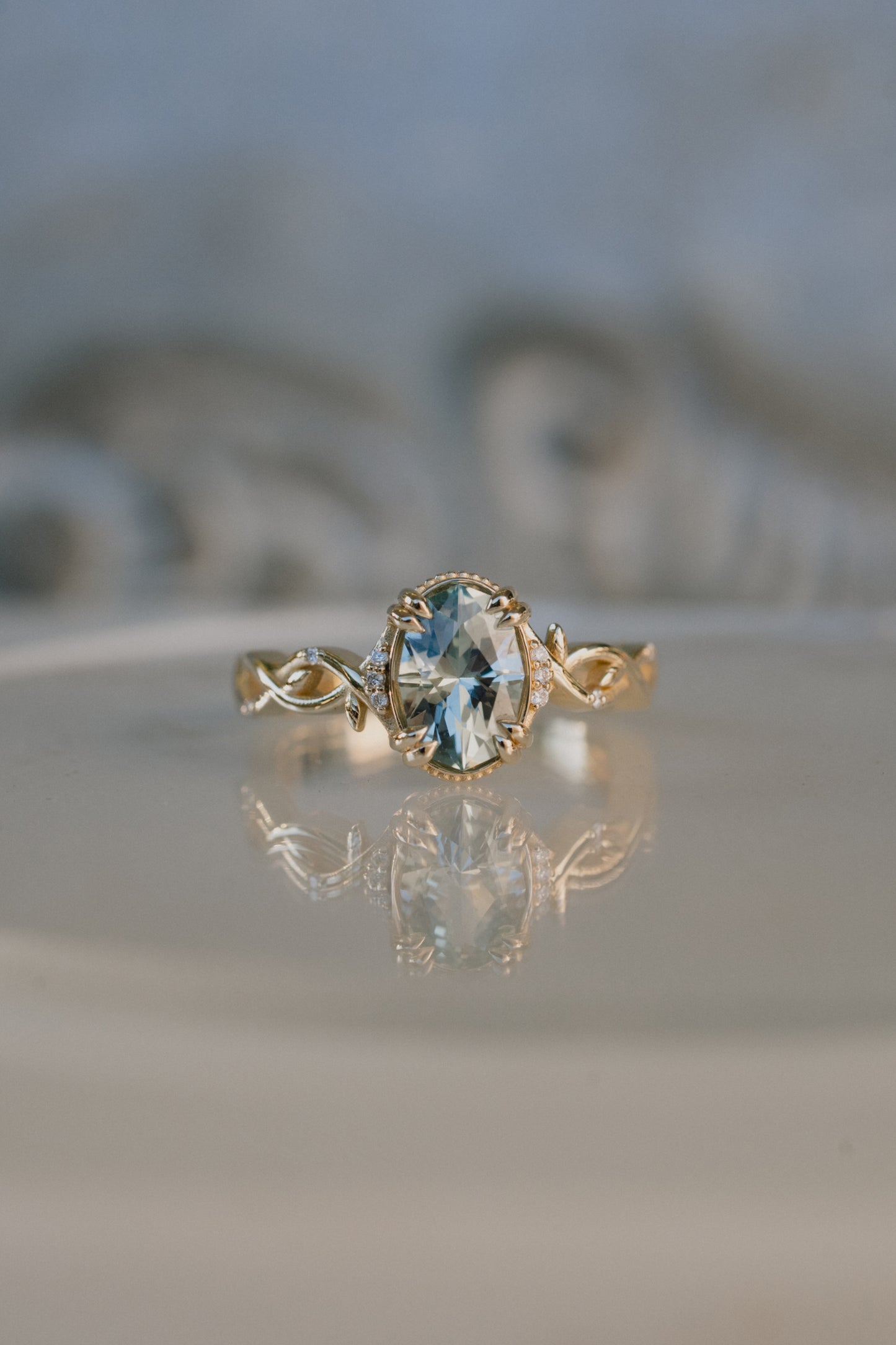 The Vine Ring with 1.95 Carat Lab Sapphire- Size 7