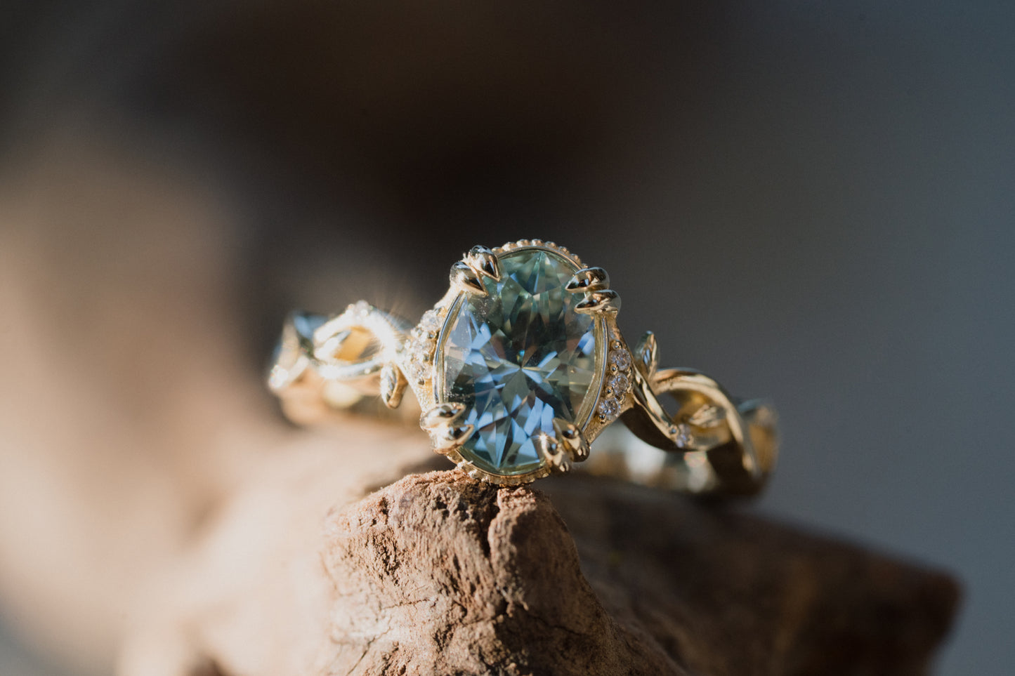 The Vine Ring with 1.95 Carat Lab Sapphire- Size 7