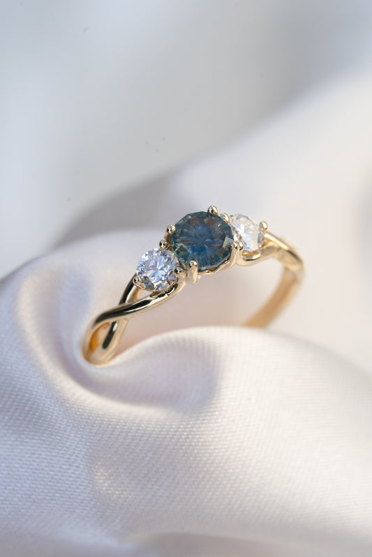 The Woven Ring with 0.58 Carat Montana Sapphire- Size 7