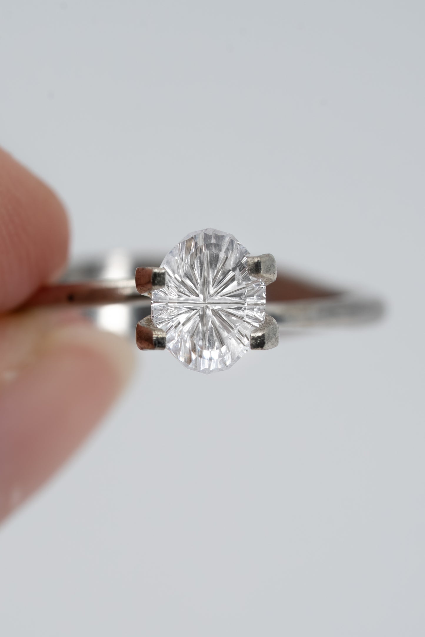 1.29 Carat White Fantasy Cut Lab Sapphire